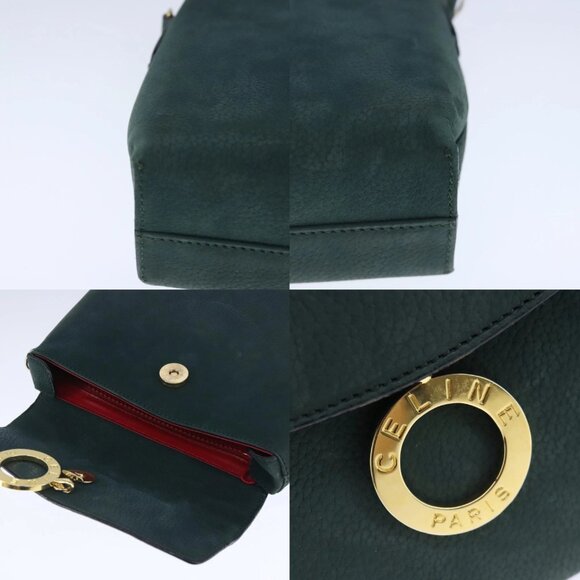 CELINE Hand Bag Leather 2way Green Gold Auth 94979 - Picture 16 of 16